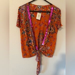 Cielo Multicolored Sequin Trim Cardigan